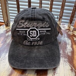 Sturgis SD Embroidered Baseball Cap - Washed Black